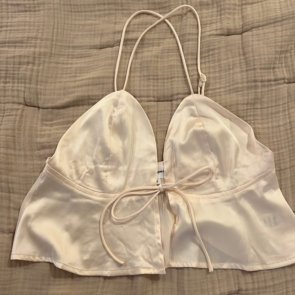 Cream Front Top Superdown Silk Tank Size Small